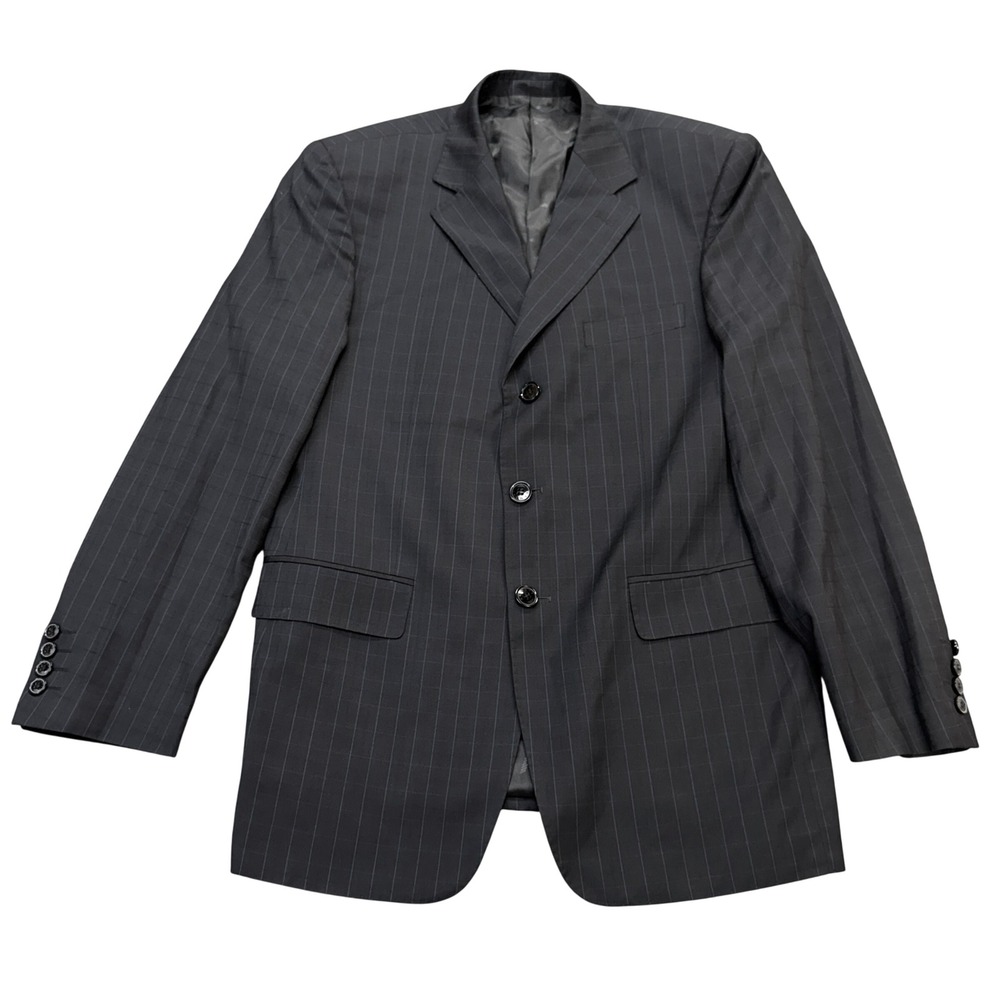 Giorgio Armani Blazer Mens 48 38R Pinstripe Wool 3 Button Suit Jacket Charcoal